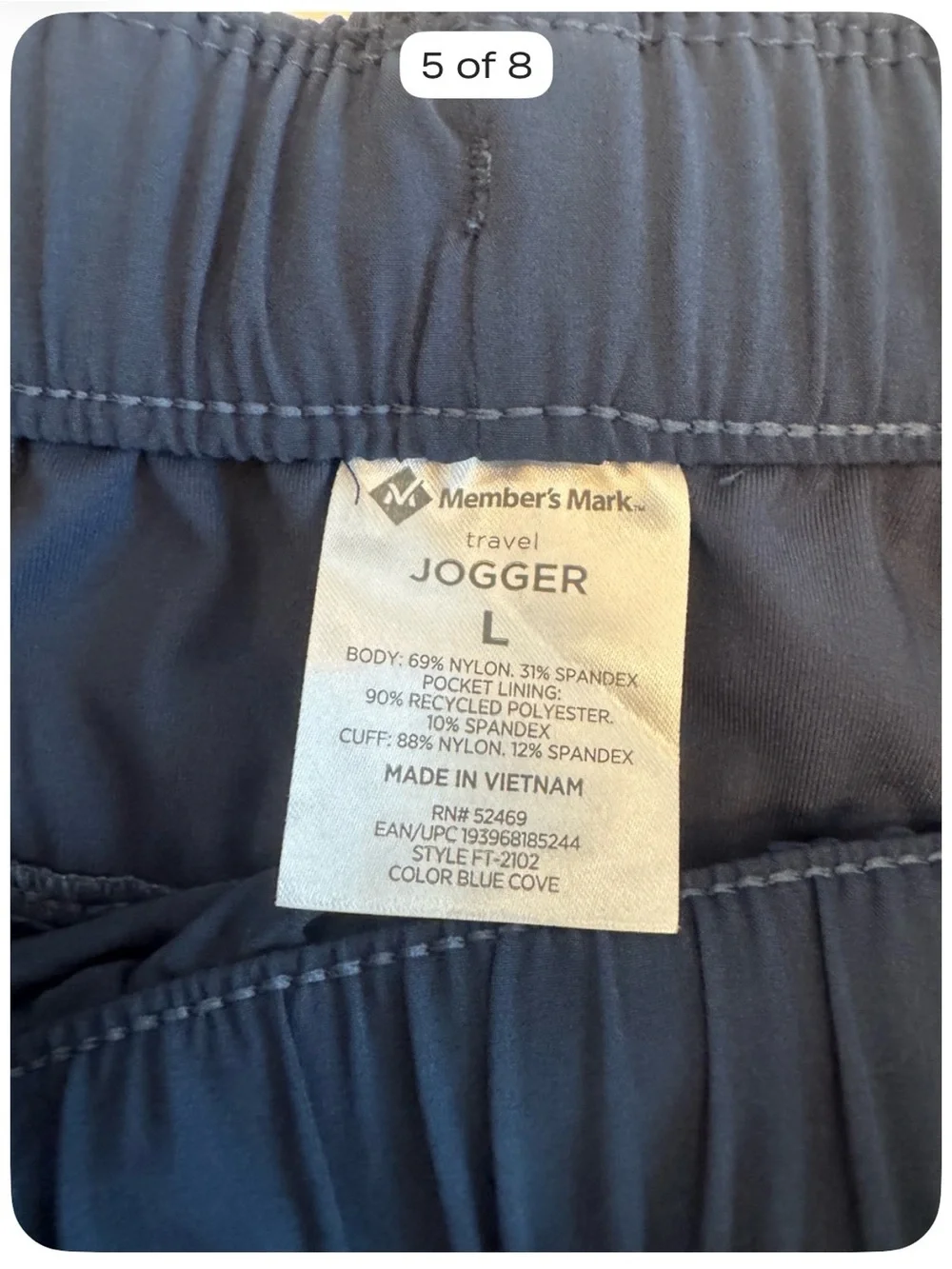 Member’s Mark Travel Jogger Pants Women’s Large Navy Blue Stretch Pull-On